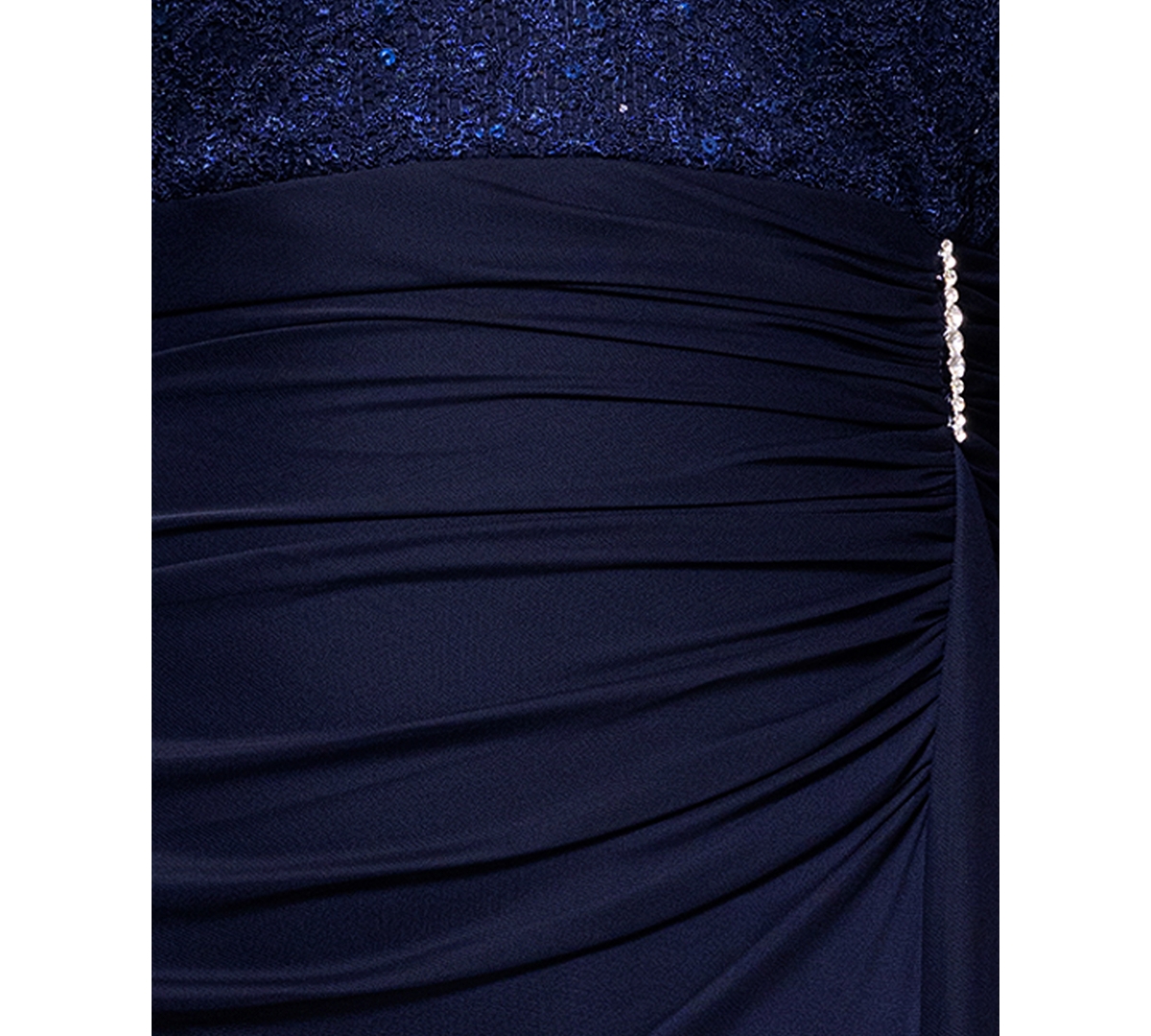 BETSY & ADAM BETSY & ADAM PLUS SIZE LACE-CAPE-SLEEVE EMBELLISHED GOWN 