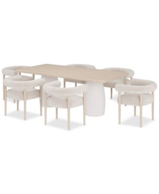 Lunare 7-Pc. Dining Set (Rectangular Table & 6 Rolled Back Chairs)