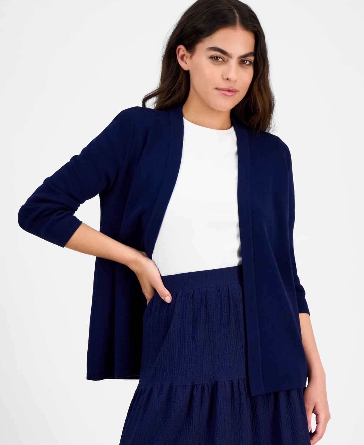 Ak Anne Klein Women's Newport Kissing Front Cardigan