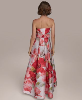 【Donna Karan New York】Printed Strapless Ball Gown Donna Karan Floral Jacquard Organza Strapless Gown | Dillard's