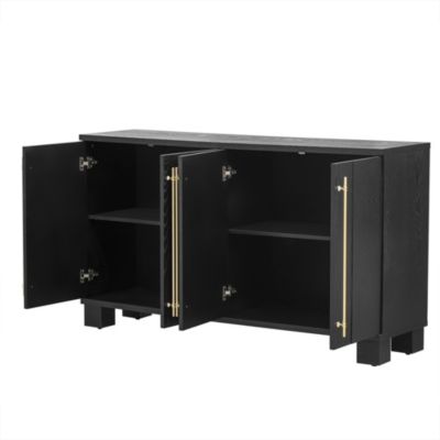 Streamdale Black Traditional Sideboard with Adjustable Shelves and Gold Handles