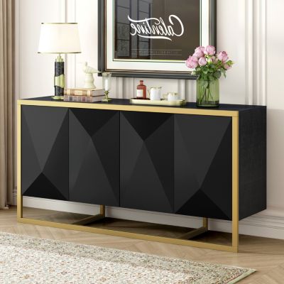 Mahogany Veneer Modern Sideboard with Unique Metal Legs,Suitable for Study,Entryway, Hallway, Living Room, Foyer