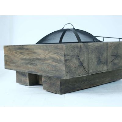 Streamdale Wood-Fueled Outdoor Fire Pit with Wood Grain Design