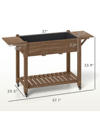 Raised Garden Bed, Wood Raised Planter with Liner, Natural