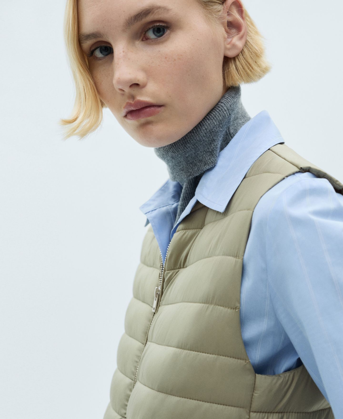 Женский жилет Mango Quilted Gilet, цвет: Пастельный зелёный — фото 3