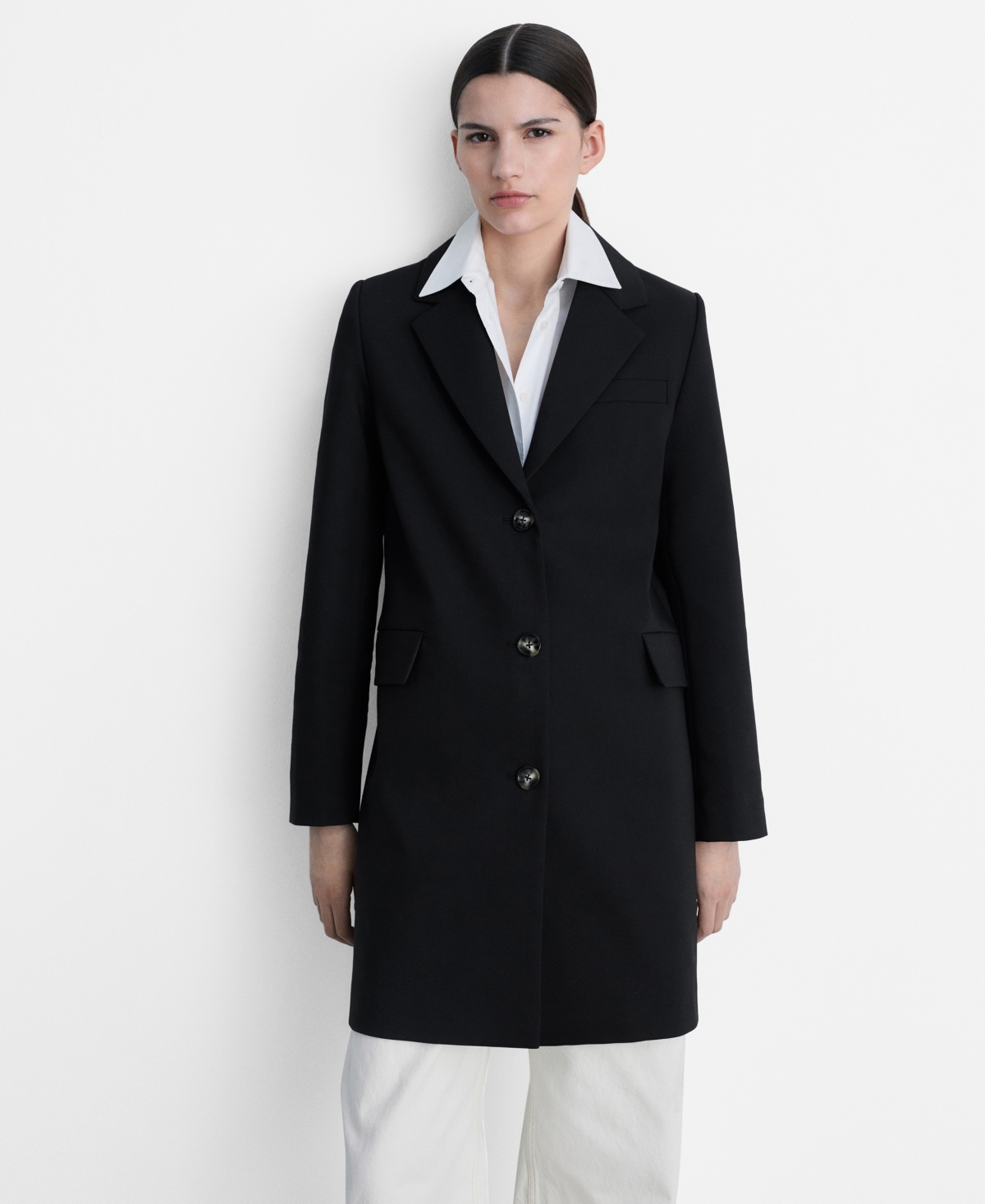 Mango Women's Buttoned Midi Cotton Coat