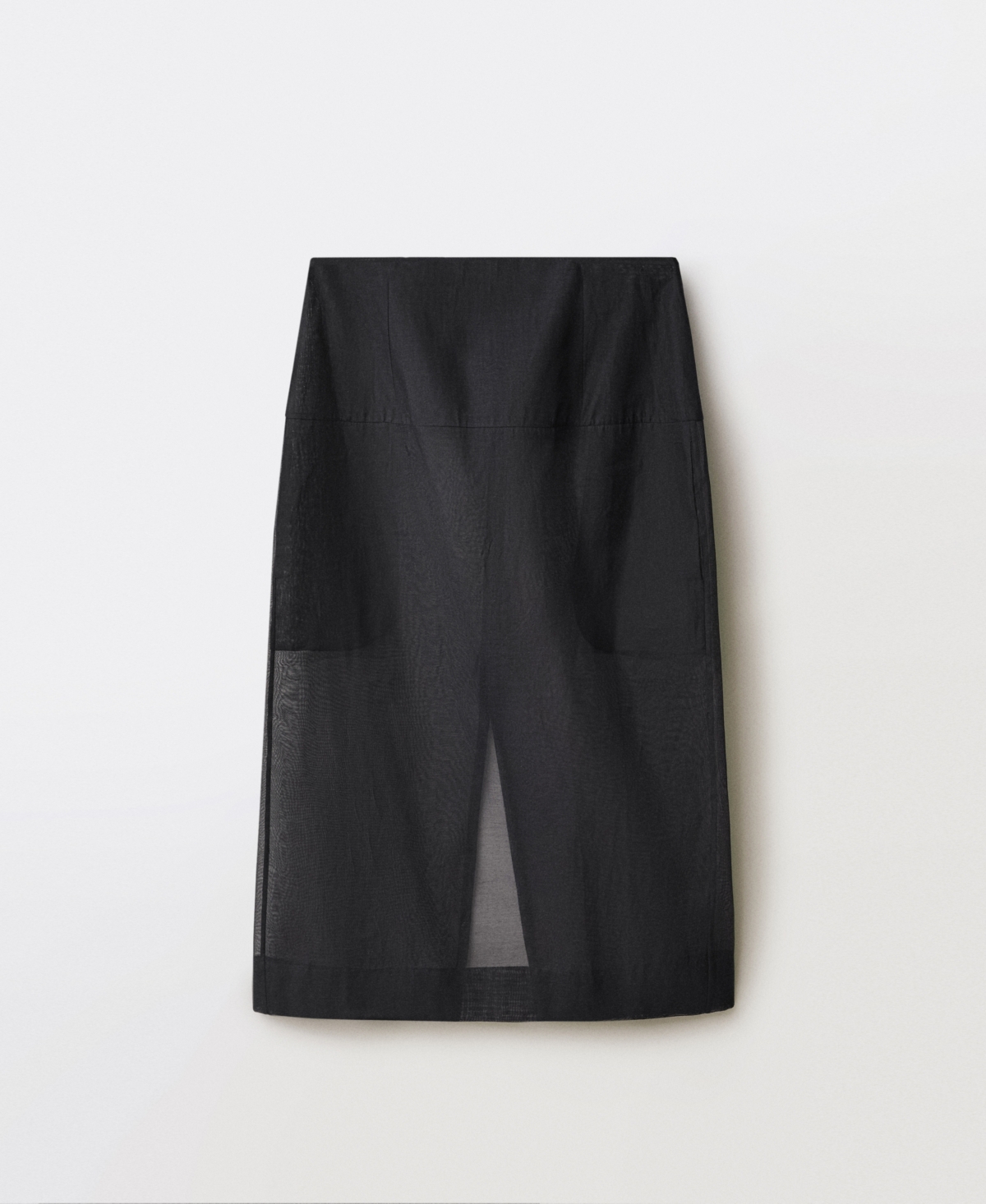 Mango Semi-transparent Silk Midi-skirt Black In Black
