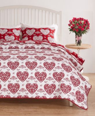 Lovebirds Woven Jacquard Reversible 3-Pc. Coverlet Set, King