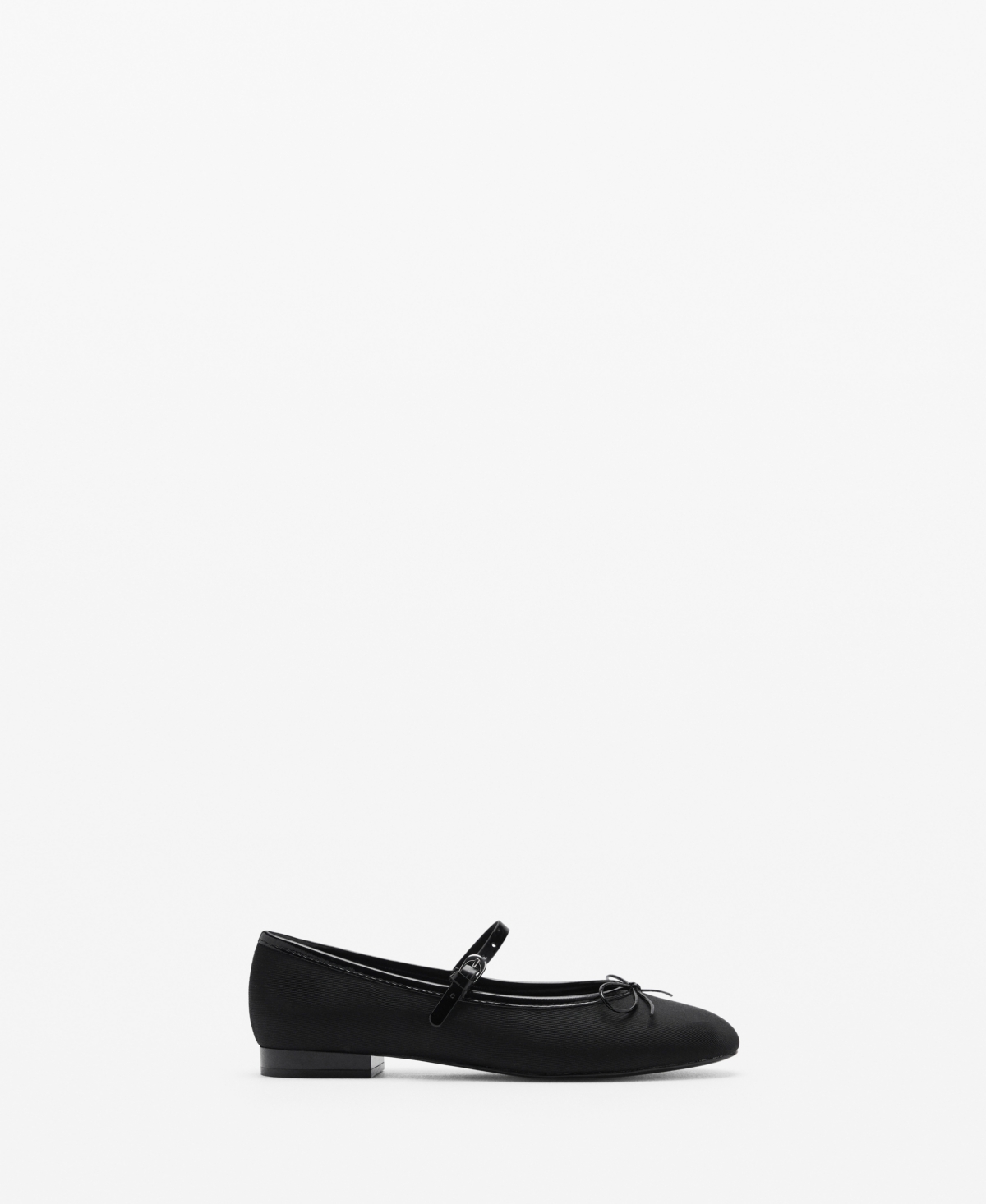 Mango Ballerinas With Strip And Bow Detail Black In Black