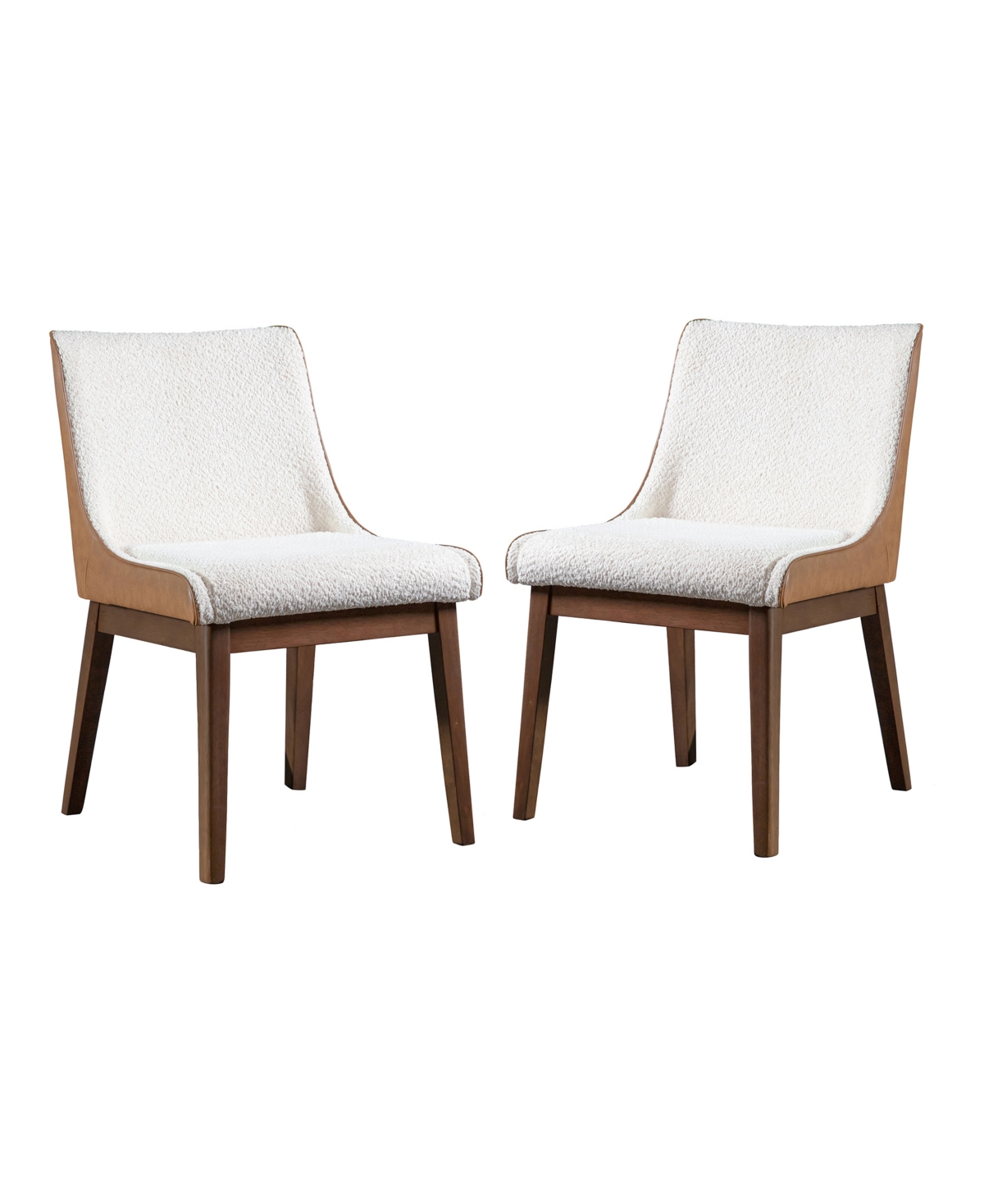 Furniture Of America 2-pc. Forest Wisp Boucle Fabric Dining Chair Set In Walnut