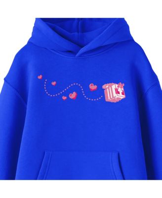 Boys Block Butterfly Flying Youth Royal Blue Graphic Hoodie-Large