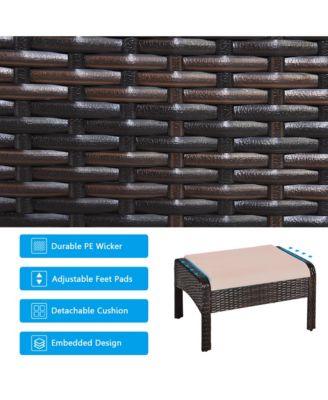 5 PC Patio Set Sectional Rattan Wicker Furniture Set Home Outdoor