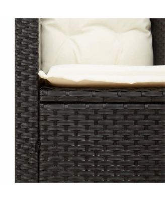 Garden Chair Black, Cream White PE rattan 24 x 26.4 x 27.2 in