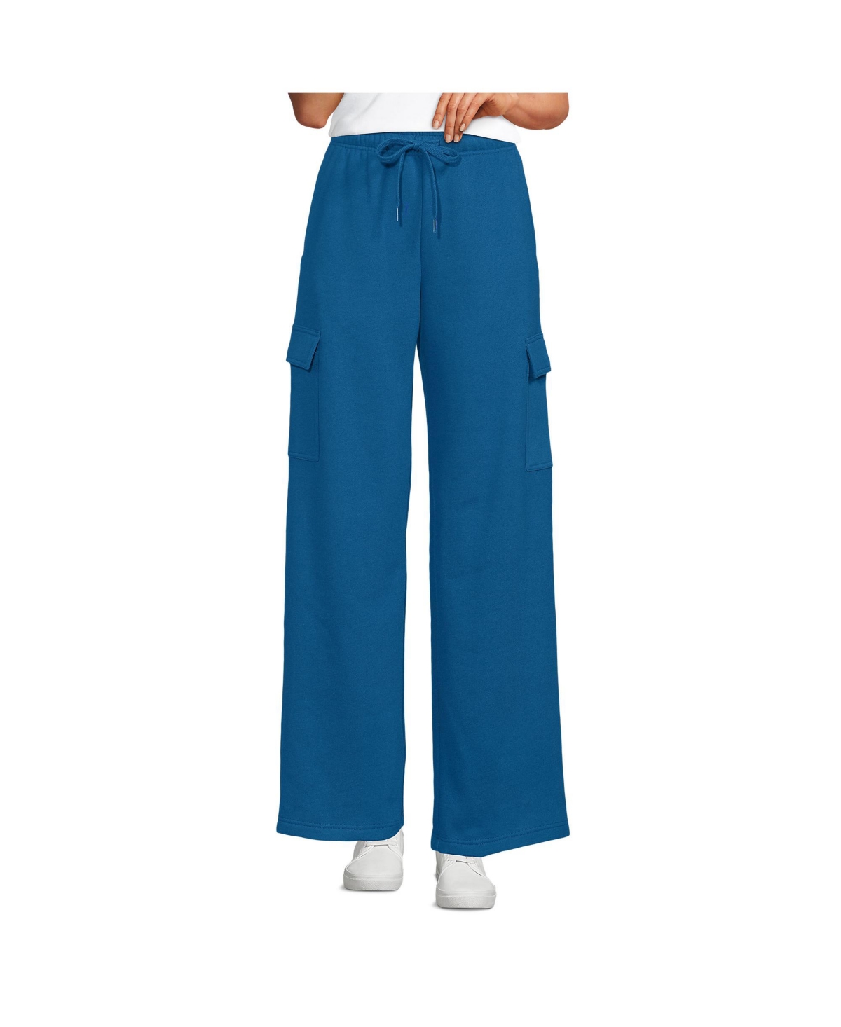 Women's Serious Sweats High Rise Wide Leg Cargo Pant - Set Bottom - Vintage twilight blue