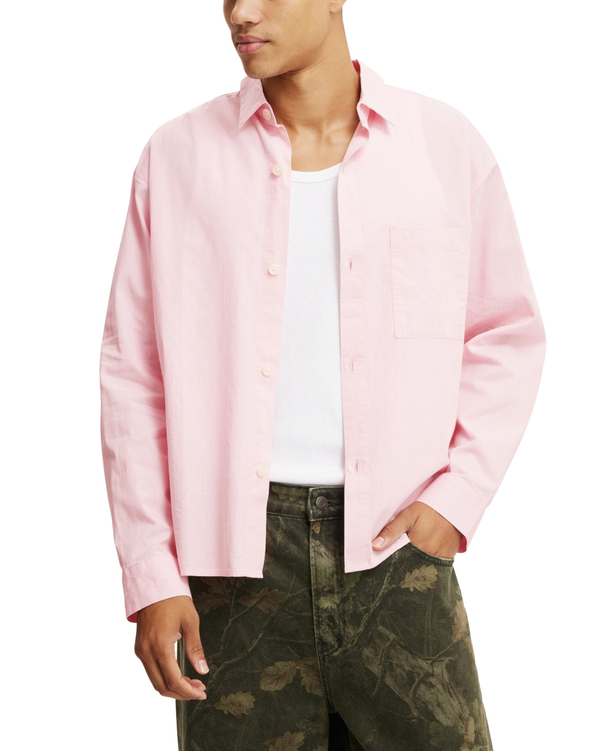 Shop Cotton On Men's Hampton Long Sleeve Shirt In Soft Pink