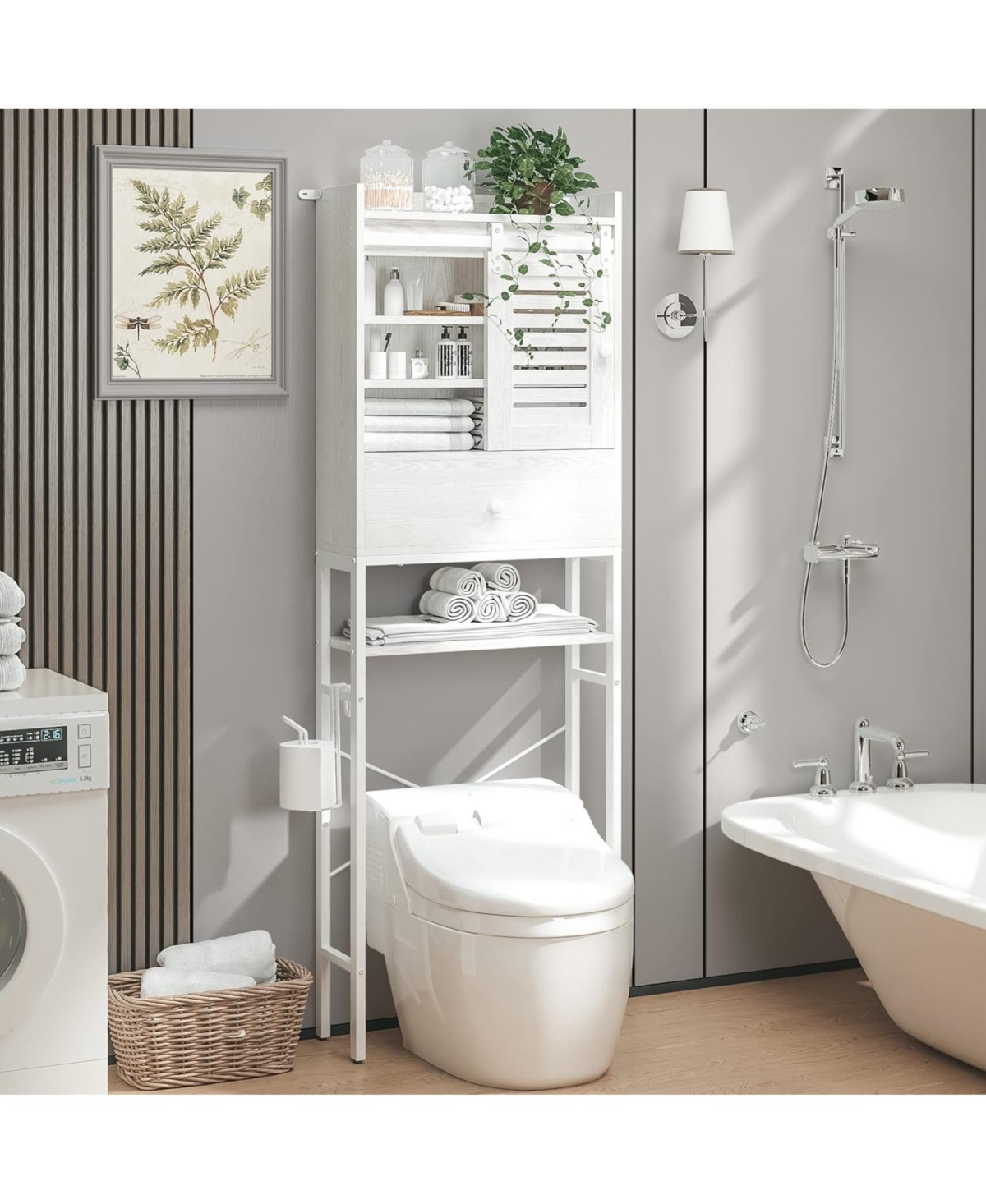 Over The Toilet Storage Rack with Cabinet and Drawer
