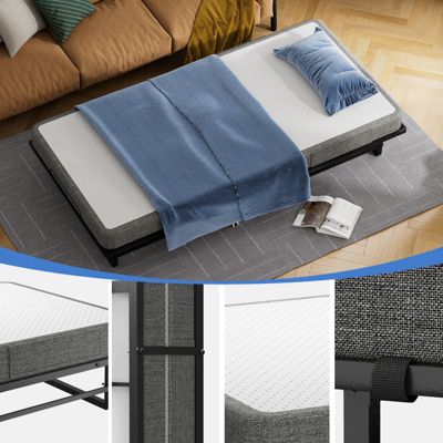 Portable Rollaway Guest Bed with Memory Foam Mattress and Bed Side Pocket