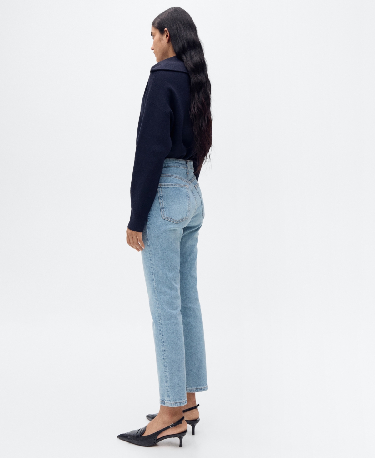 Mango Claudia Slim-fit Cropped Jeans Medium Blue In Medium Blue