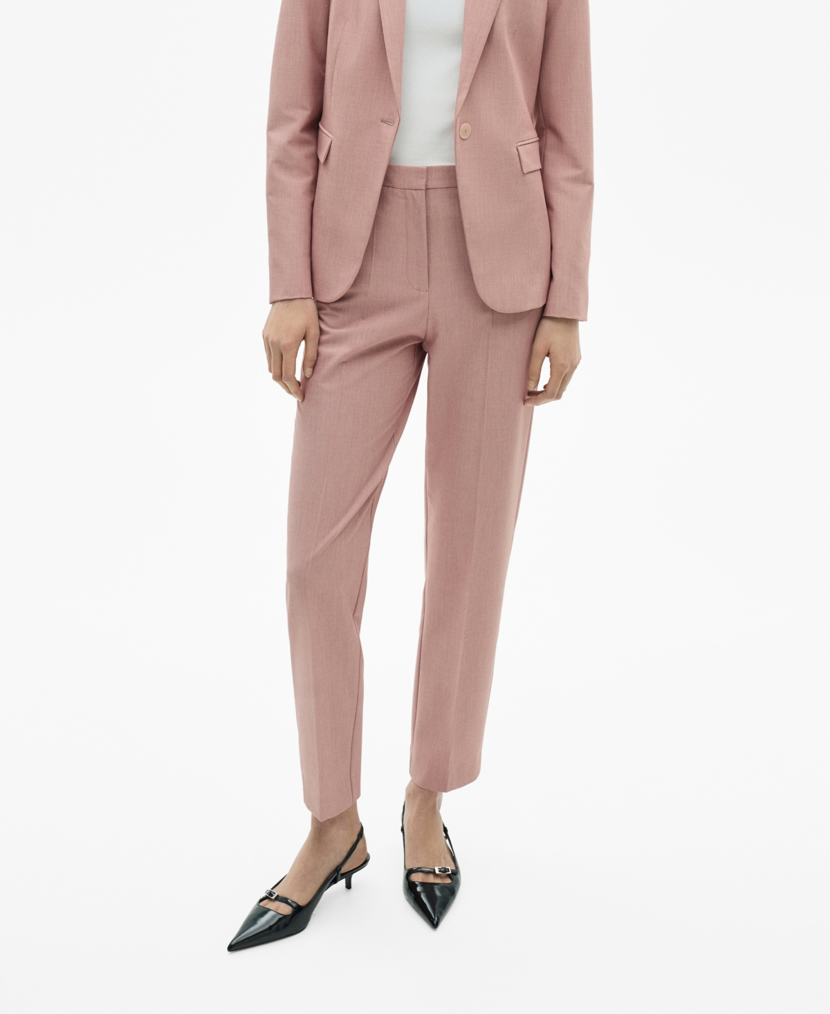 Shop Mango Women's Straight Suit Trousers Pants In Pastel Pink
