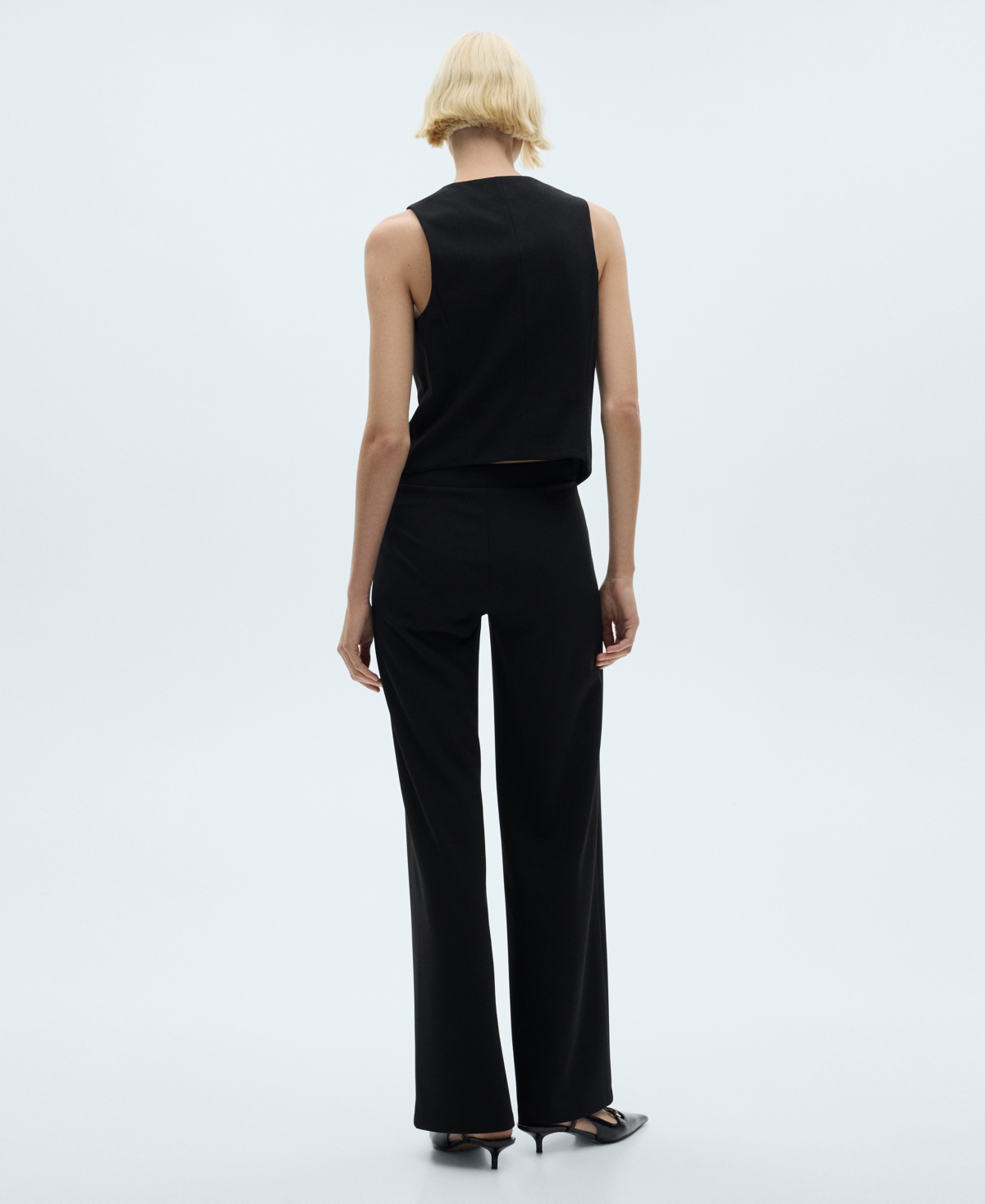 Mango Straight Leg Pants In Black
