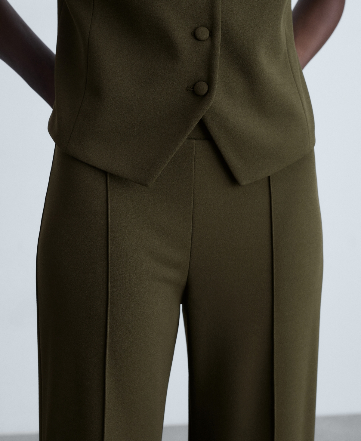 Mango Straight Leg Pants In Khaki