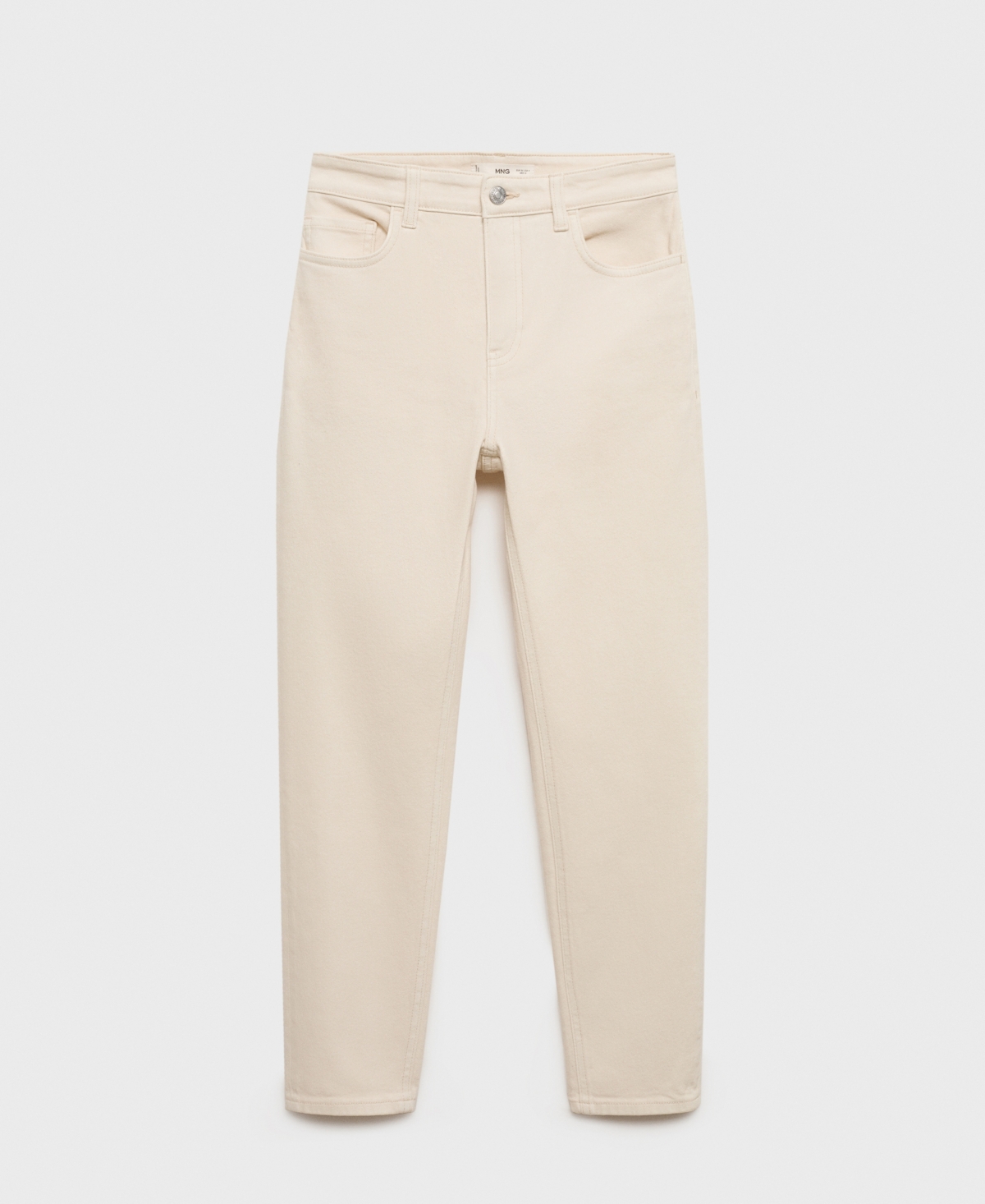 Mango Newmom Comfort High-rise Jeans Ecru In Ecru