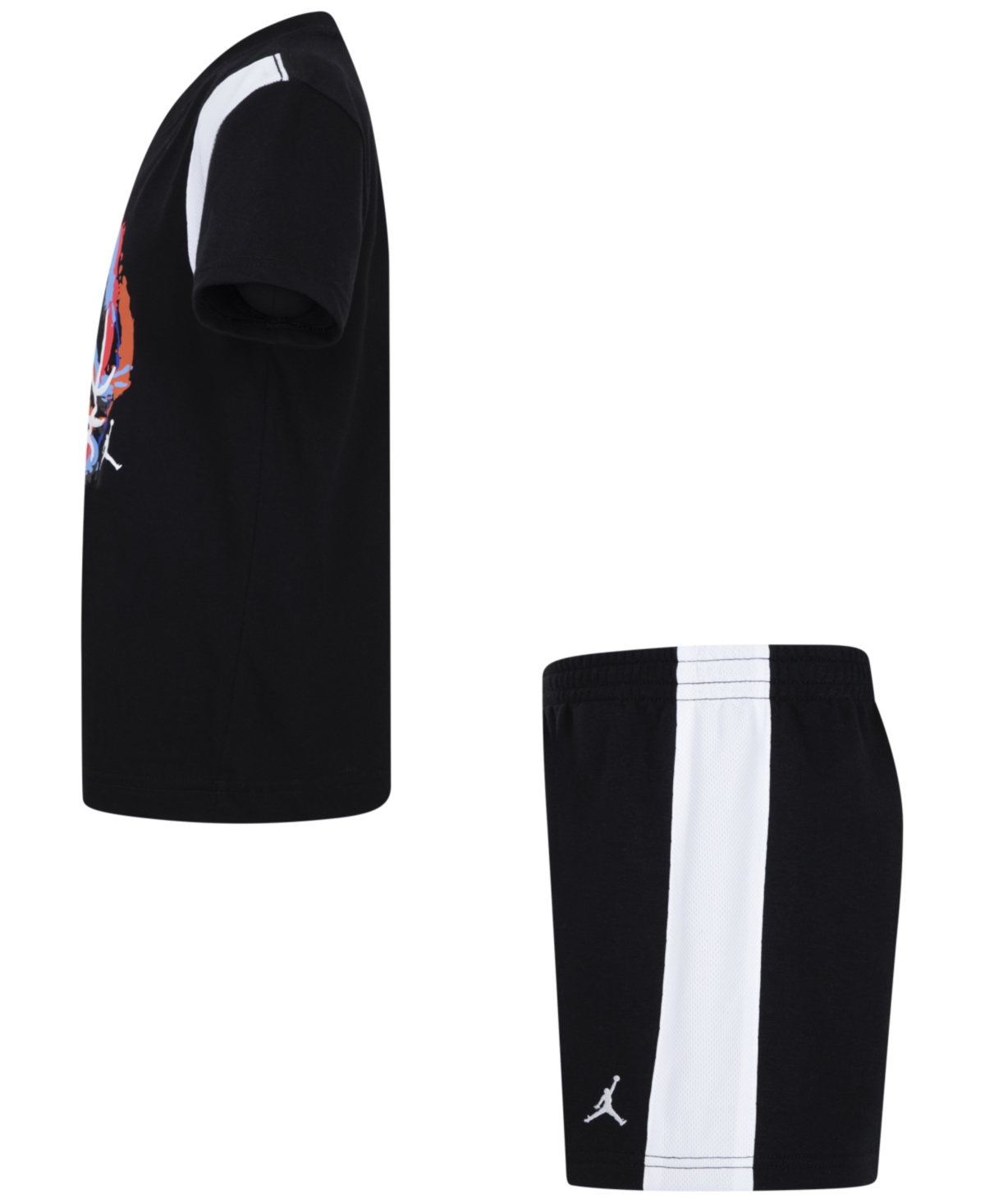 Shop Jordan Little Boys 2-piece Ball Fire Mixed Shorts And T-shirt Set In Black