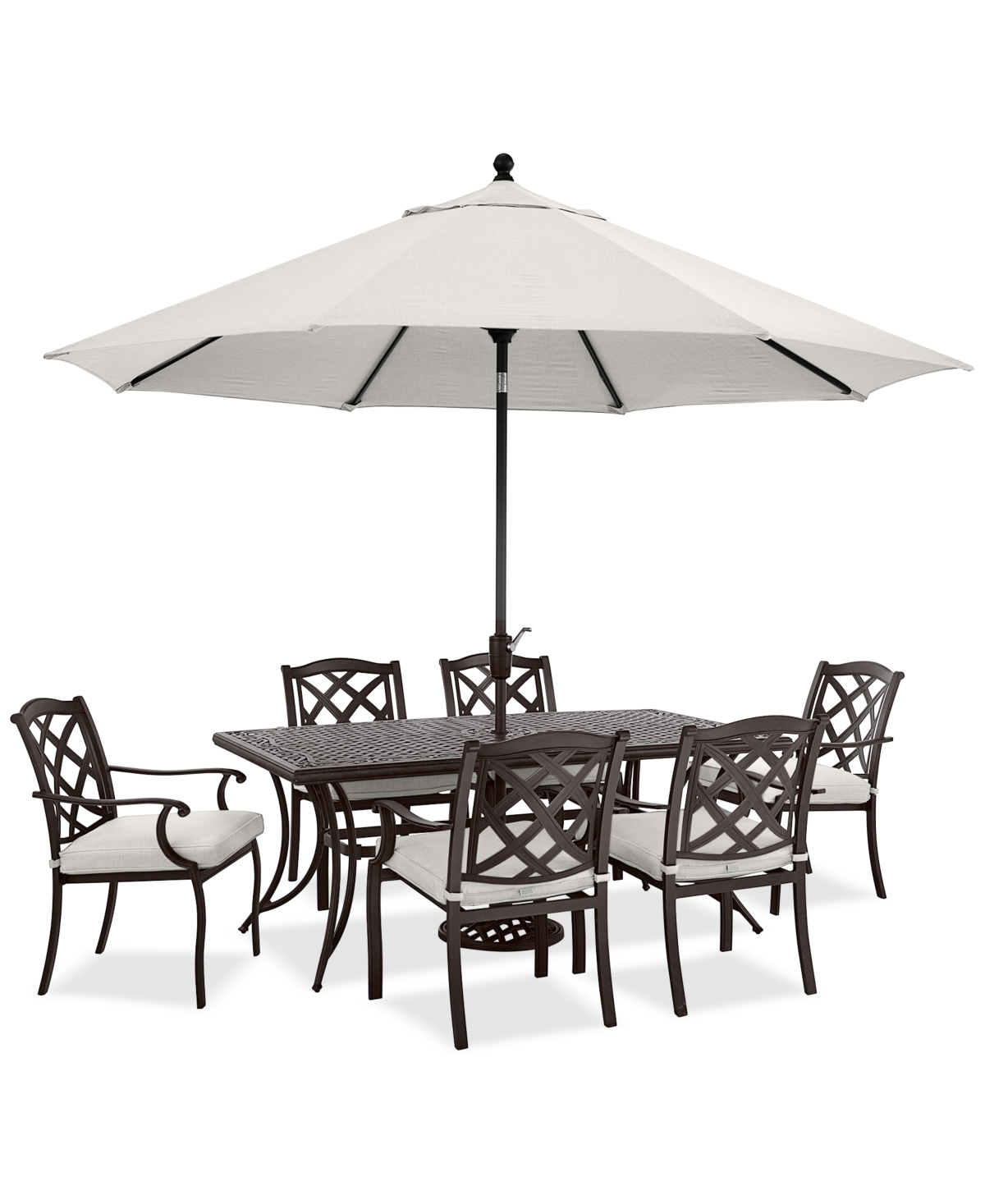 Agio Wythburn Outdoor Dining 7pc Set (72"x38" Table & 4 Lattice Dining Chairs & 2 Lattice Swivel Chairs)
