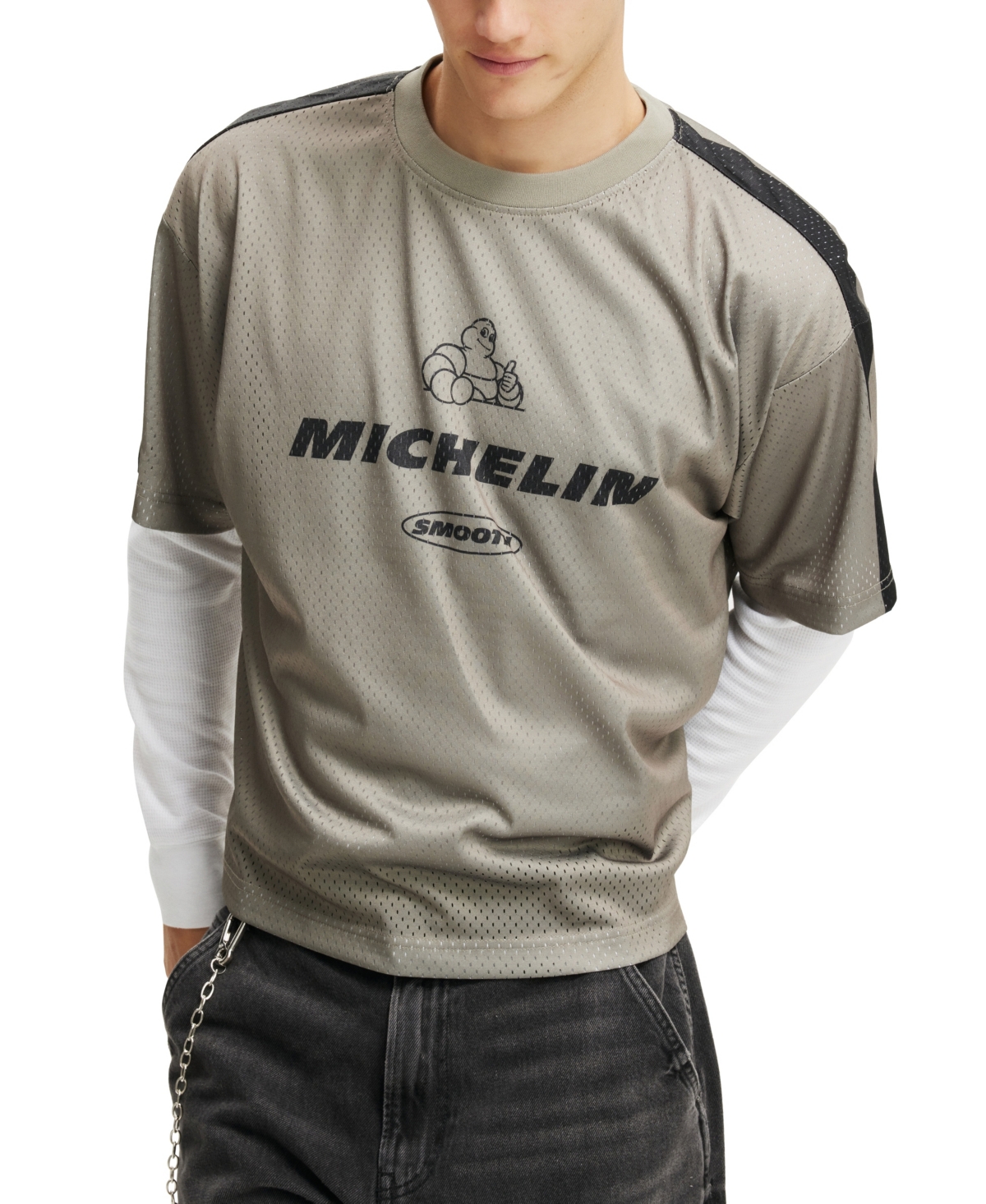COTTON ON MEN'S MICHELIN CREW NECK MESH T-SHIRT 