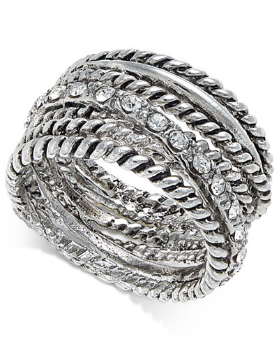 INC International Concepts Textured Pavé Statement Ring, Only at Macy's