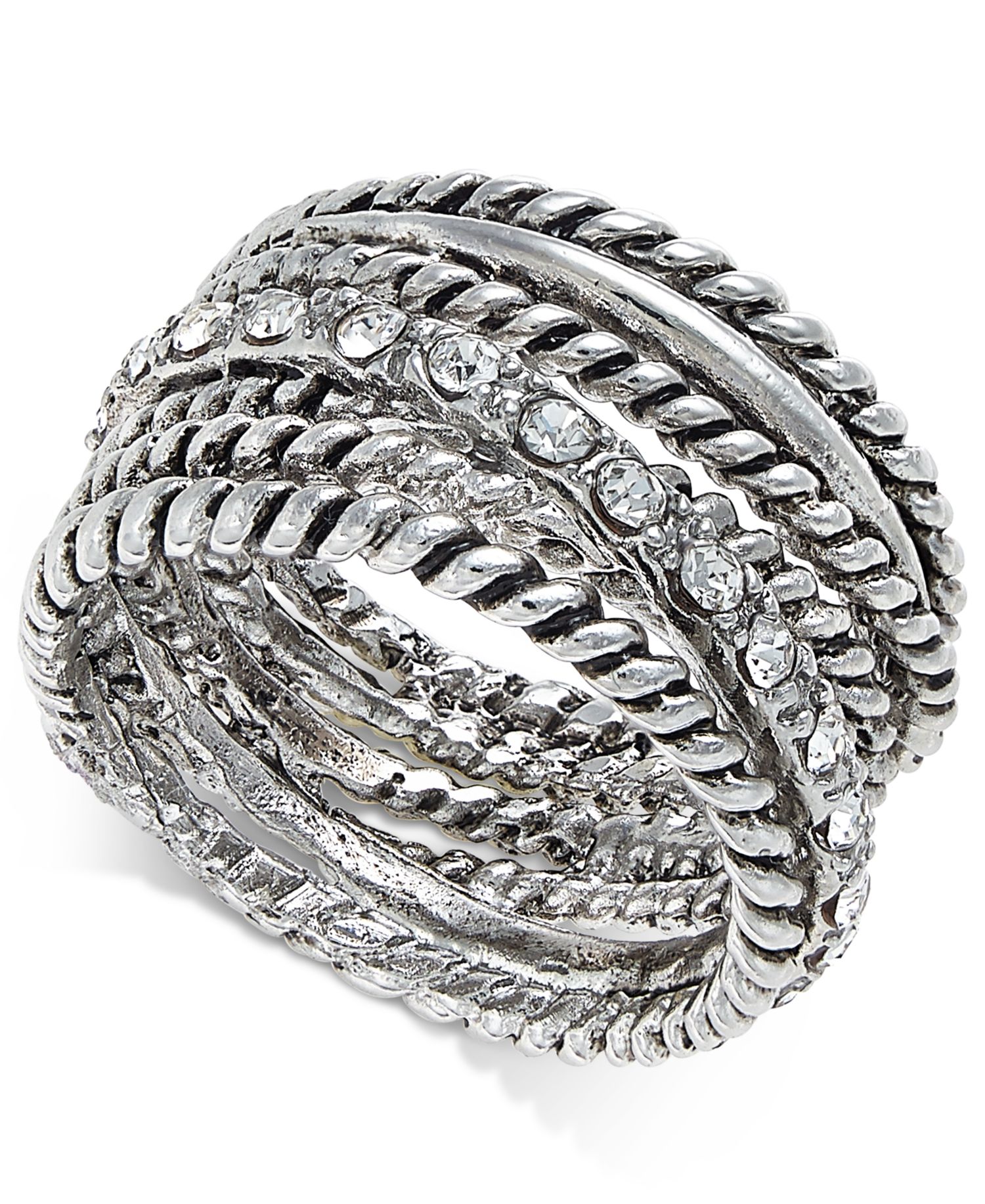 Textured Pav&eacute; Statement Ring