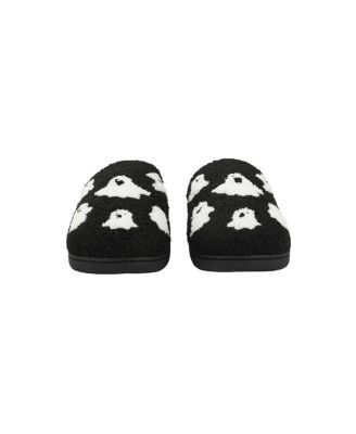 Men's Halloween Ghosts Black Slippers - L