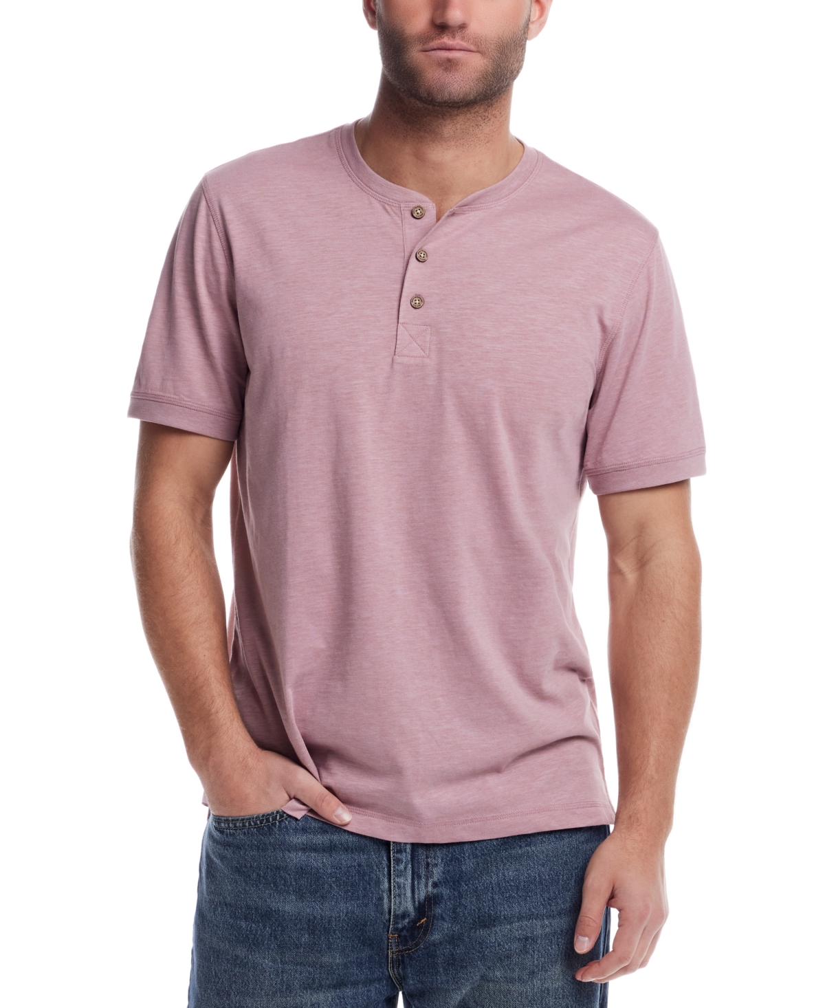 Men's Short Sleeve Melange Henley Shirt - Bright White