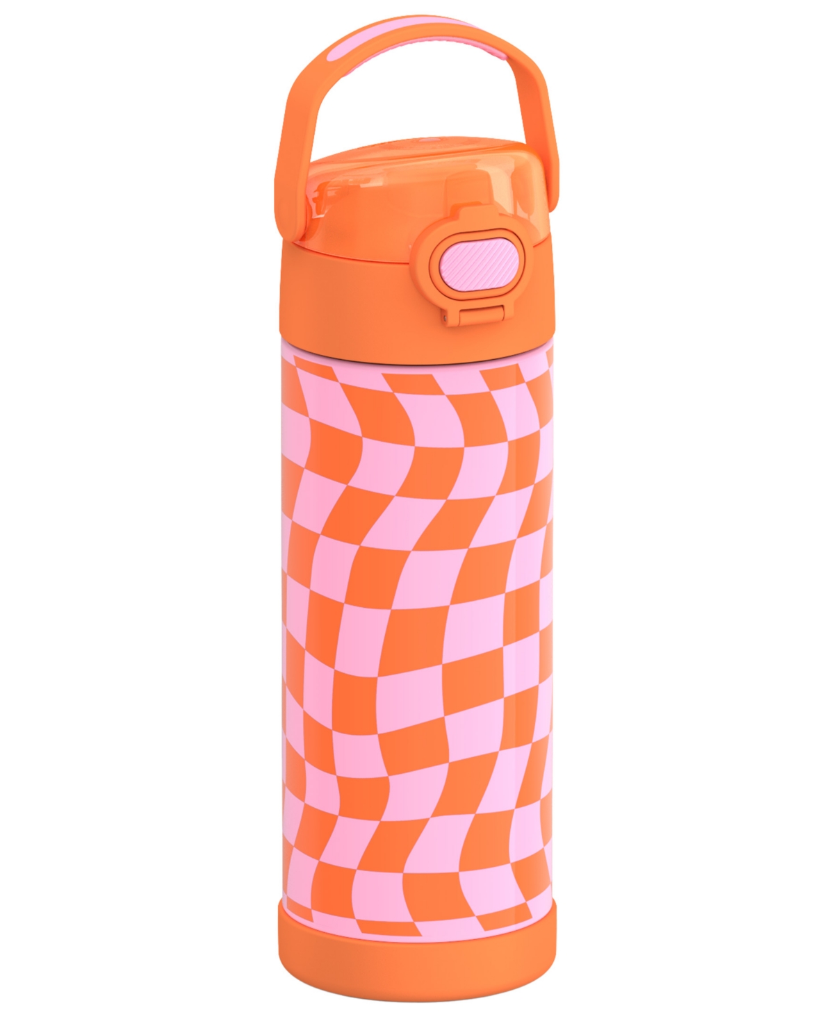 Thermos Funtainer 16 Oz. Water Bottle With Locking Lid In Wavy Checkers Orange