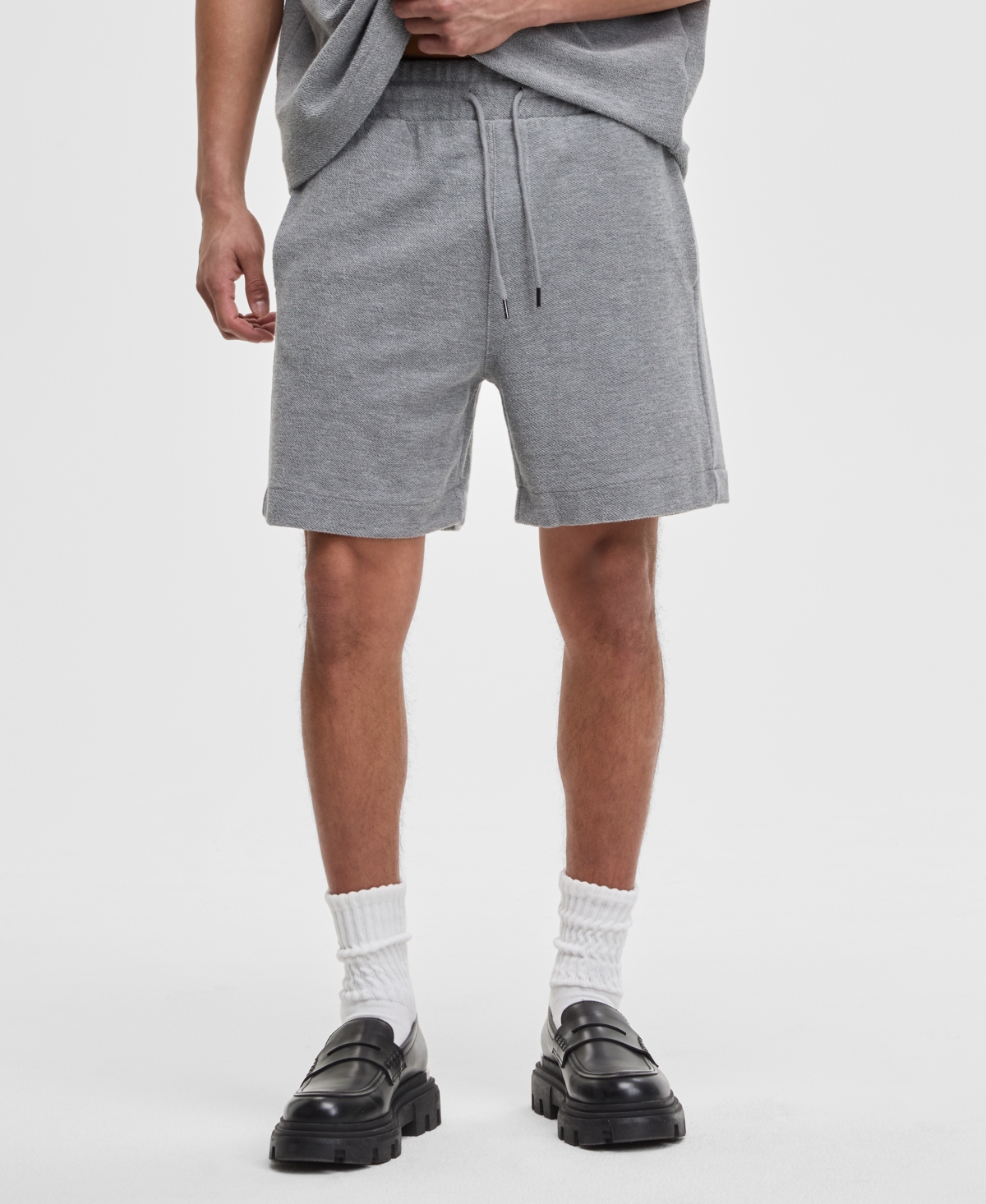 Men's Regular-Fit 7" Reverse French Terry Shorts, Exclusively at Macy's - Mid Grey Hthr