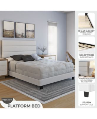 Piedmont Leatherette Upholstered Platform Bed Frame with Adjustable Headboard - No Box Spring Required