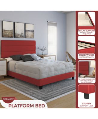 Piedmont Leatherette Upholstered Platform Bed Frame with Adjustable Headboard - No Box Spring Required