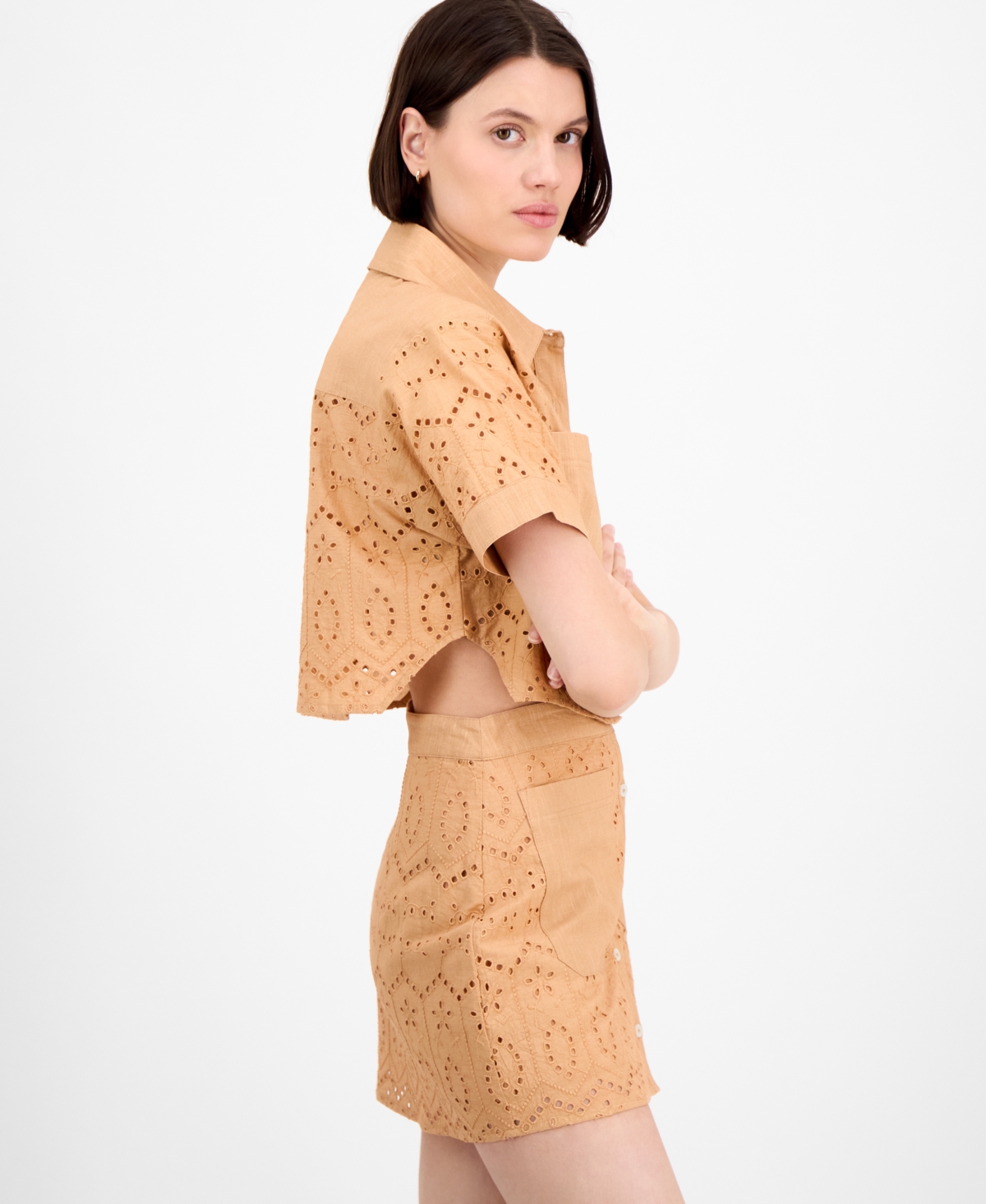 Avec Les Filles Eyelet Block Boxy Shirt