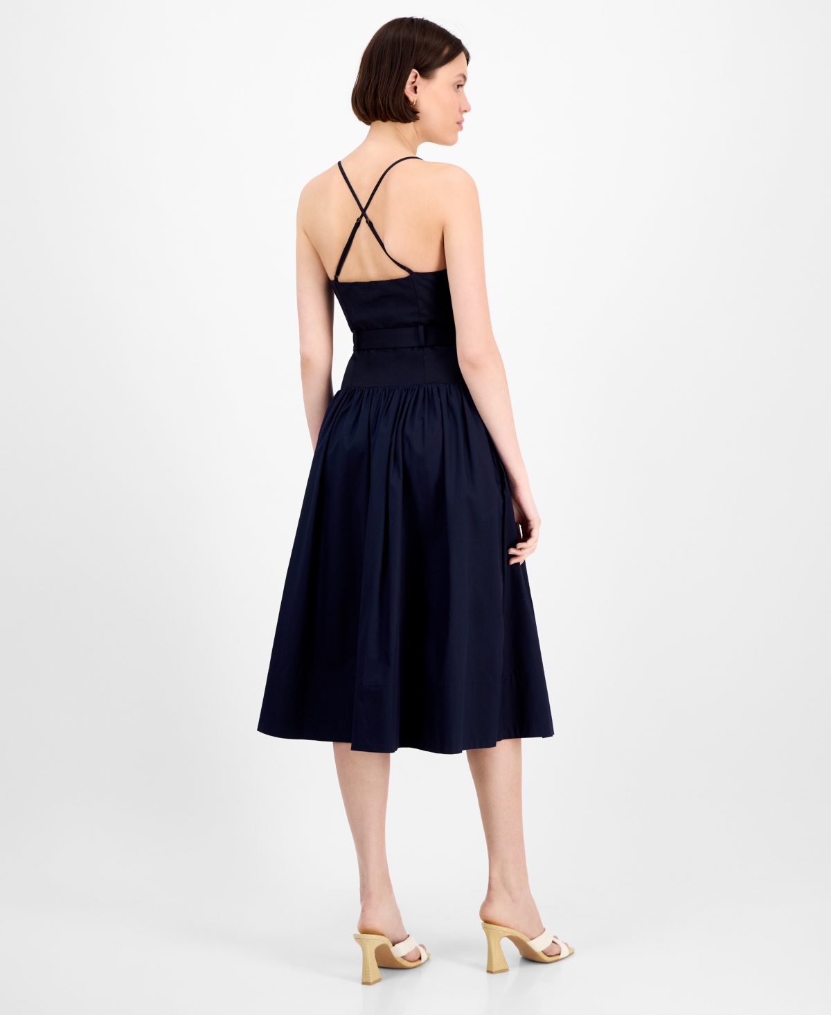 En Saison Women's Melody Mixed-media Belted Midi Dress