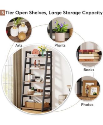 5-Tier Bookshelf Modern Bookcase, 5 Shelf Ladder Shelf Book Storage Shelf Organizer for Living Room, Home Office