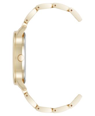 Women's Quartz Gold-Tone Metal Alloy Delicate Floral Dial Watch, 36mm