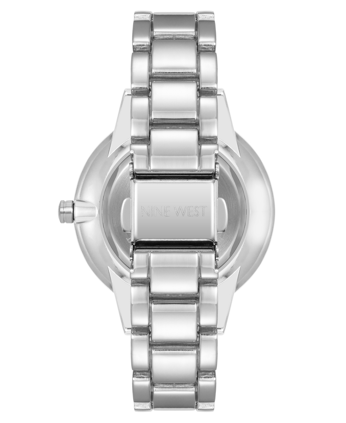 NINE WEST WOMEN'S QUARTZ SILVER-TONE METAL ALLOY EMBOSSED FLORAL DIAL WATCH, 36MM 