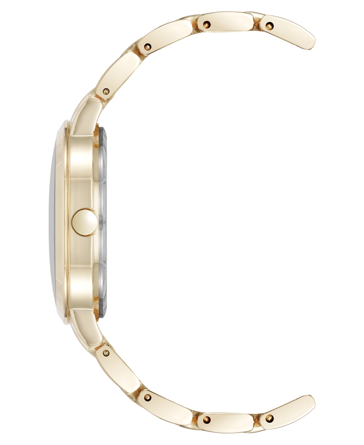 Nine West Women's Quartz Tan And Gold-tone Metal Alloy Bracelet Watch, 34mm In Tan,gold-tone
