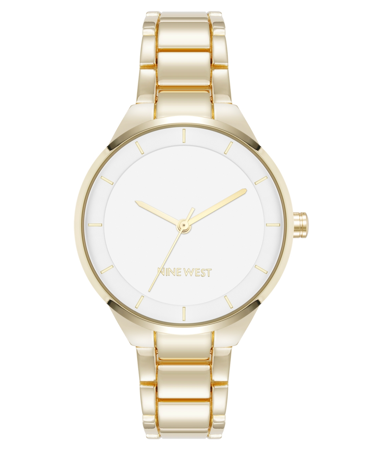 Women's Quartz White and Gold-Tone Metal Alloy Watch, 34mm - White, Gold-Tone