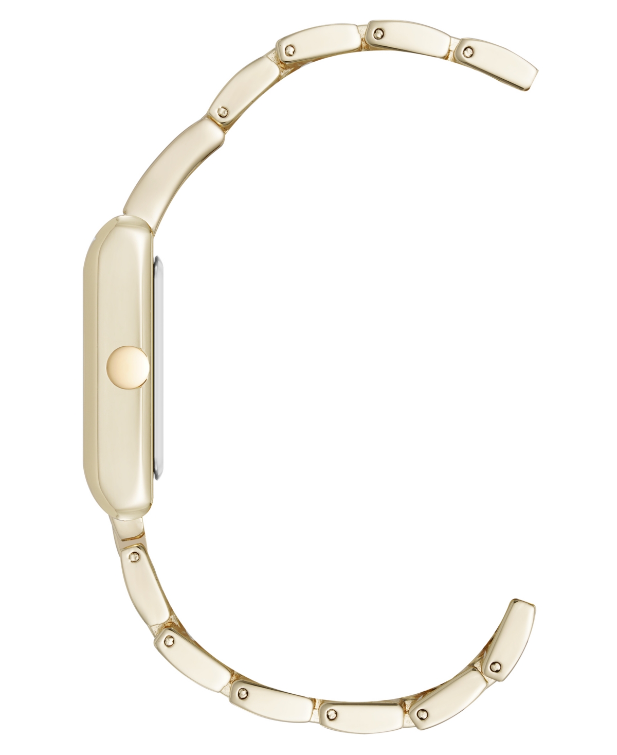 Nine West Women's Quartz Everyday Rectangular Black And Gold-tone Metal Alloy Watch, 22mm In Black,gold-tone
