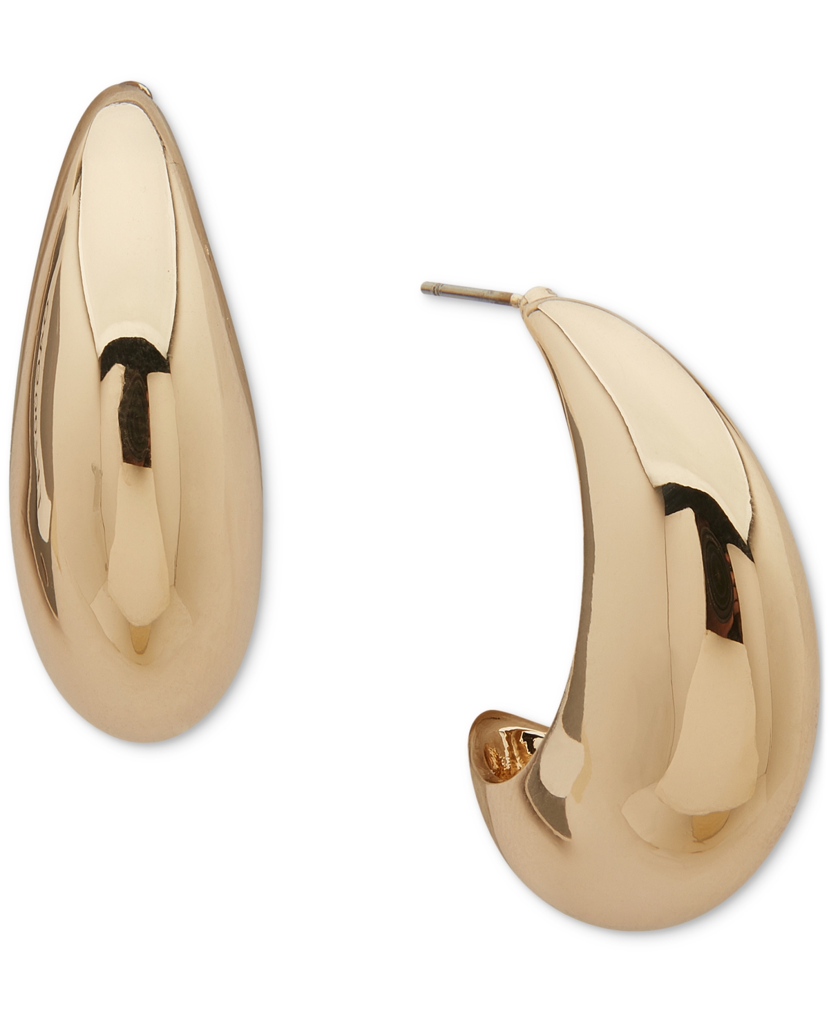 Gold-Tone Puffy Small C Hoop Earrings, 0.88" - Gold