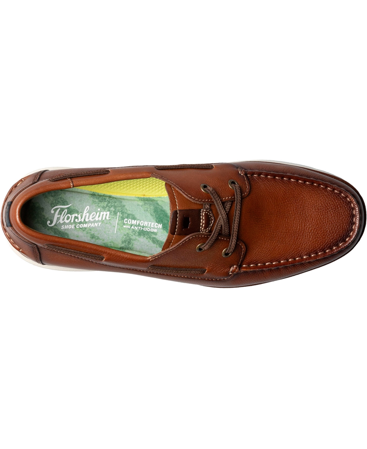 Florsheim Men's Tropics Moc Toe Elastic Lace Boat Shoe In Cognac