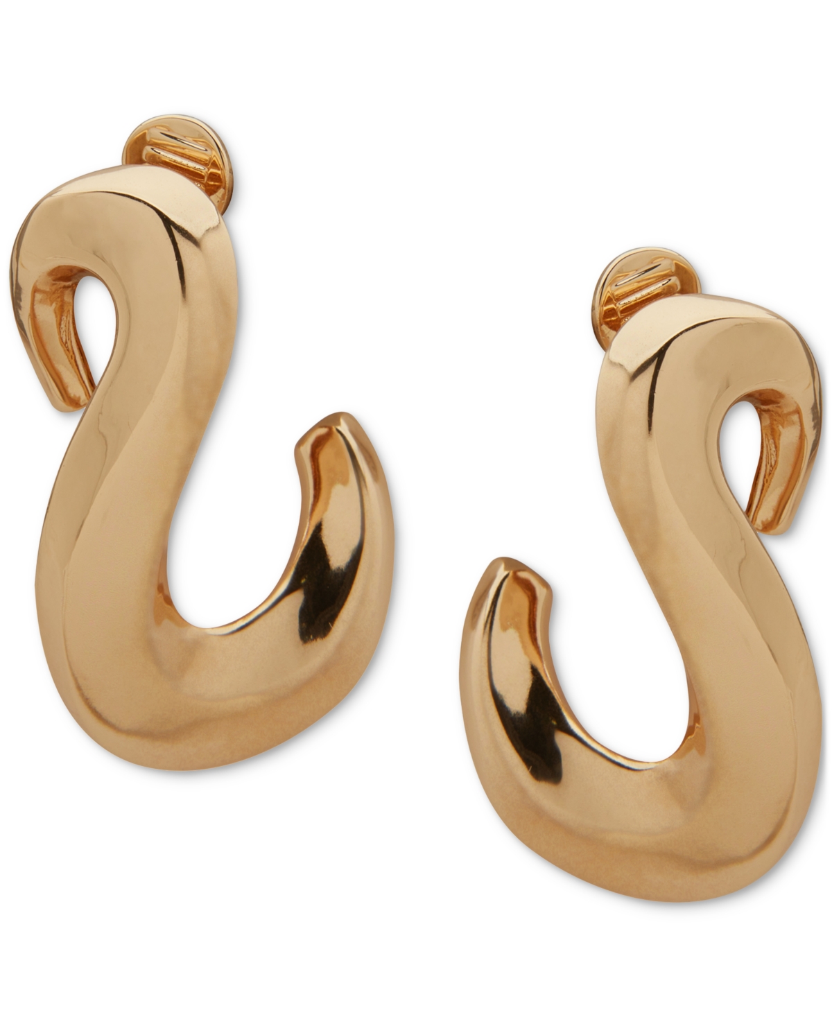 Anne Klein Gold-tone Twisted Puffy Clip-on Drop Earrings In Gold