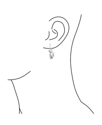 Cute Siamese Kitten Cat Dangle Earrings in Polished Sterling