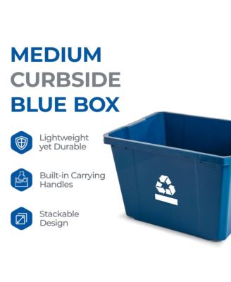 Medium Curbside Blue Box Plastic 17 Gallon Home Recycling Bin